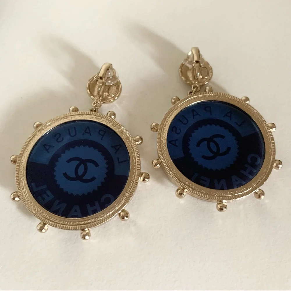 Chanel Large Logo Disc Earrings